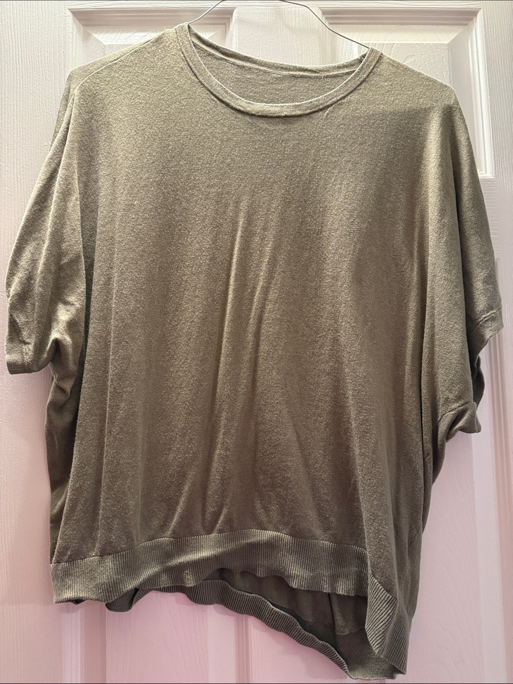 Relaxed Oversized Knit Top in Olive Green